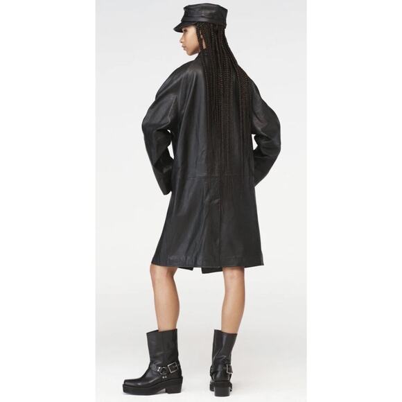NWT Zara x Steven Meisel Black Real Leather Oversized Trench Coat Small - Picture 3 of 16